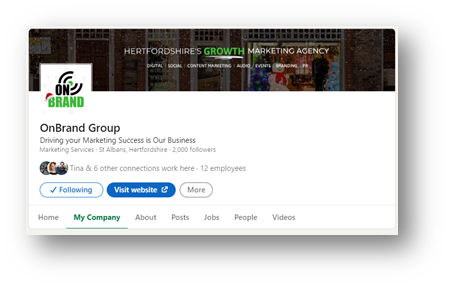 OnBrand LinkedIn Company Profile Page Screenshot